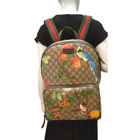 gucci tian garden canvas backpack|Gucci GG Supreme Tian Canvas Backpack, Beige/Red.